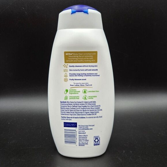 2-Pack NIVEA Botanical Blossom Nourishing Body Wash 20 fl oz with Serum New - Picture 3 of 4
